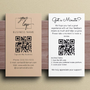 Cartão De Visita Revisão Minimalista com QR Code Chic Blushy