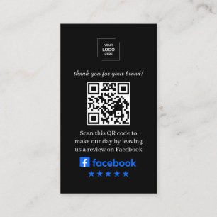 Cartão De Visita Revisite-nos QR Avaliação Preto Estilo Profissiona