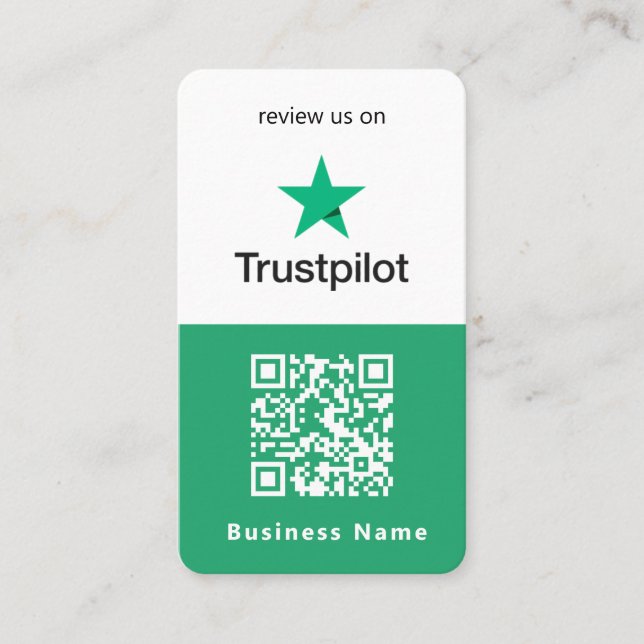 Cartão De Visita Revisões do TrustPilot | Business Review Código QR (Frente)