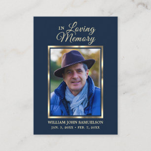 Cartão De Visita REZA FUNERAL OBRIGADO POR VOCÊ FOTO Azul Escura