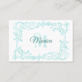 Cartão De Visita Rico Azul no Quadro Barroco Branco