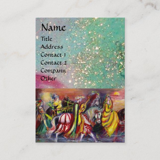 Cartão De Visita RIDERS NA NOITE, azul brilhante, faíscas douradas (Frente)