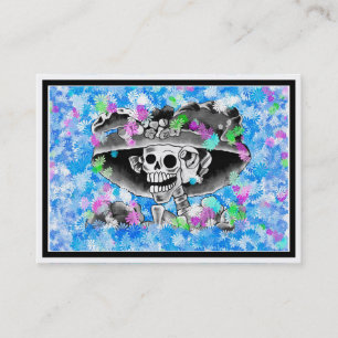Cartão De Visita Rindo de uma Mulher Esquelética em Bonnet em Azul