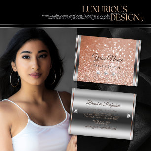 Cartão De Visita Rinestonas de Glitter Spark Dourado Rosa de Silver