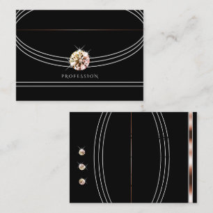Cartão De Visita Rinestonas Negras Negras Douradas Elegantes