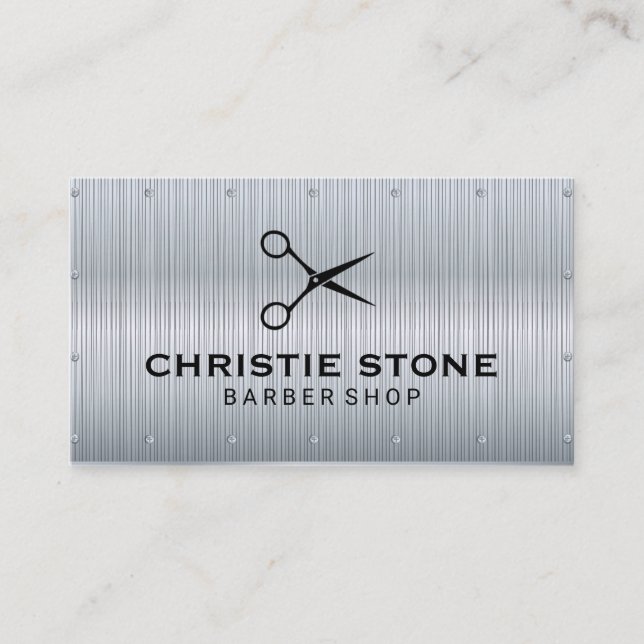 Cartão De Visita Rivetes de textura metálica | Fundo do Ícone de Te (Frente)