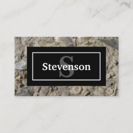 Cartão De Visita Rocha Fossil Limestone com seu nome e monograma