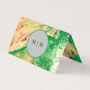 Cartão De Visita Rochedos de mármore verde e dourado