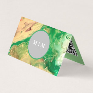 Cartão De Visita Rochedos de mármore verde e dourado