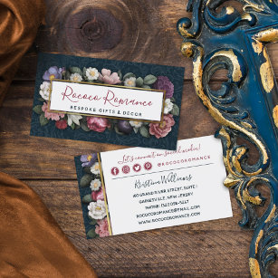 Cartão De Visita Rococo Damask & Elegant Floral Social Networking