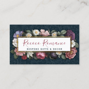 Cartão De Visita Rococo Damask & Elegant Floral Vintage Feminina