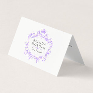 Cartão De Visita Rodovalho Roxo Elegante e Quadro Coroa