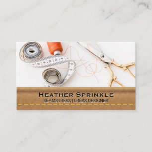 Cartão De Visita Rolagens de Threads  Seamstress  Couro