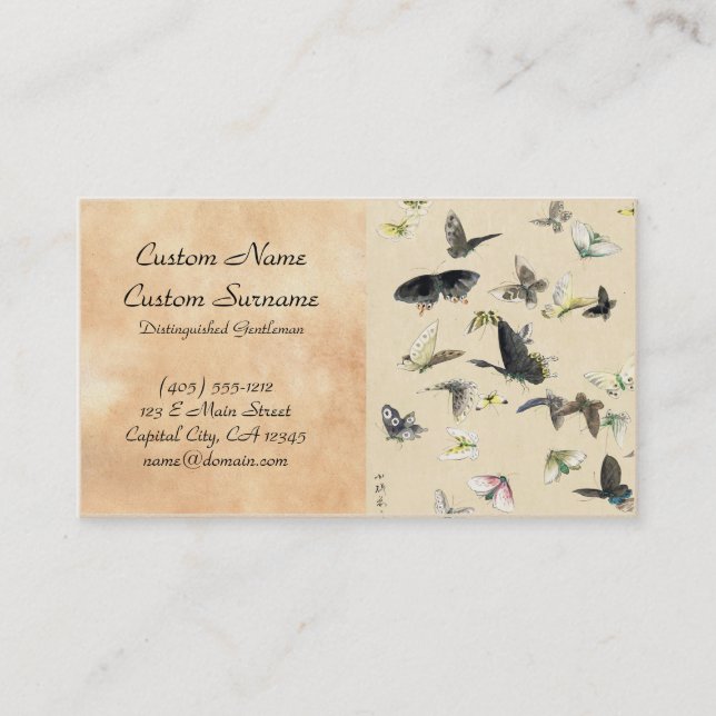 Cartão De Visita Rolo japonês legal da borboleta do ukiyo-e do (Frente)