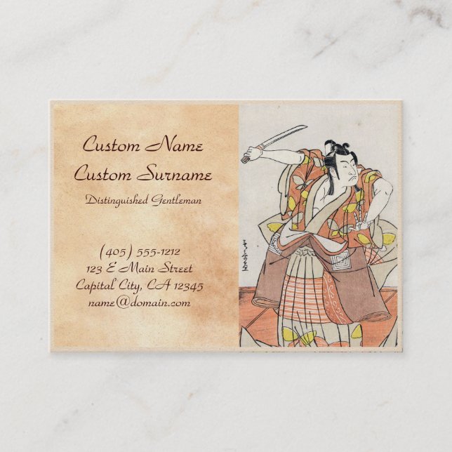 Cartão De Visita Rolo velho do guerreiro japonês legal do ukiyo-e (Frente)