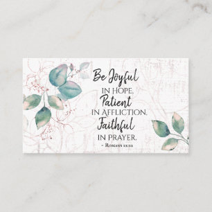 Cartão De Visita Romanos 12:12 Sejam Joyful in Hope, Faithful in Pr