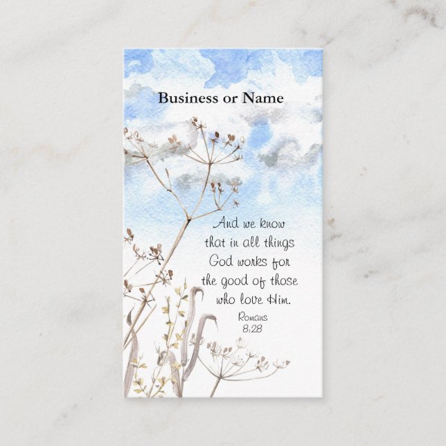Cartão De Visita Romanos 8:28 Tudo que Deus trabalha para o bem (Frente)