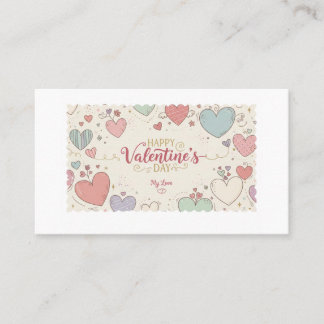 Cartão De Visita Romantic Valentine’s Day Card – Cute Heart Illustr