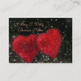 Cartão De Visita Romântico Elegante Sofisticado  Dois Corações Verm