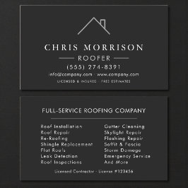 Cartão De Visita Roofer Black Silver Modern Roofing Company