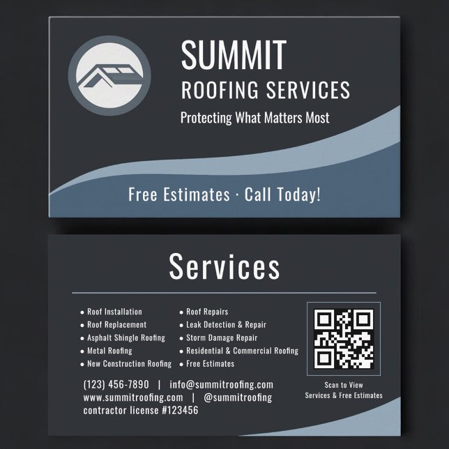 Cartão De Visita Roofing Roofer QR Code Professional  (Criador carregado)