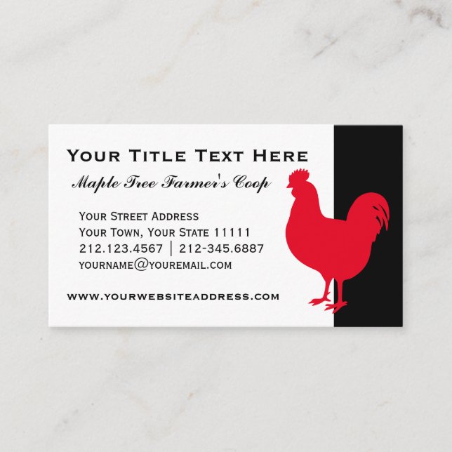 Cartão De Visita Rooster de colheita de Fazenda do País (Frente)