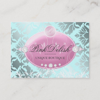 Cartão De Visita rosa 3,5 x 2,5 do monograma | de 311-Pink Delish
