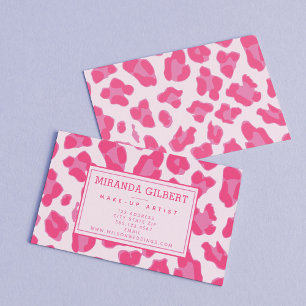 Cartão De Visita Rosa à moda no impressão cor-de-rosa do leopardo
