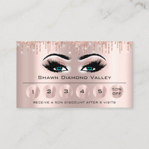 Cartão De Visita Rosa Azul de Eyelash Estheticista de 6 Maquietas