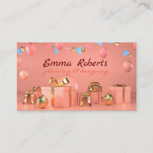 Cartão De Visita Rosa Balões de planejamento e criação de Cartã