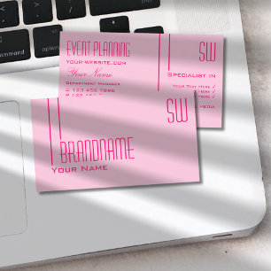 Cartão De Visita Rosa-Bebê Claro Simples com Iniciais Profissionais