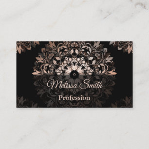 Cartão De Visita Rosa Black Floral Mandala