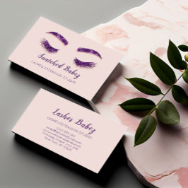 Cartão De Visita Rosa Blush Microblading Makeup Eyelash Roxo