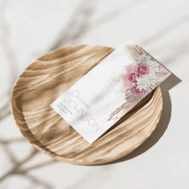 Cartão De Visita Rosa Boho Bohemian Chic