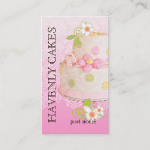 Cartão De Visita Rosa + Bolo de casamento do