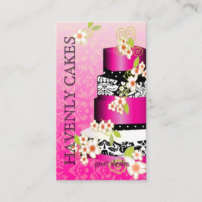 Cartão De Visita Rosa + Bolo/Panificação de Chocolate/Pâtisserie (Frente)