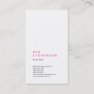 Cartão De Visita Rosa Branco Minimalista Simples Moderno Profission