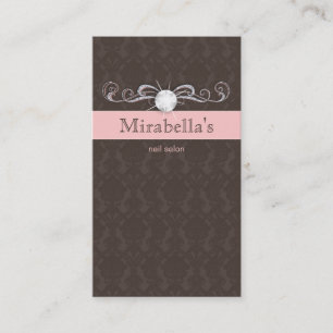 Cartão De Visita Rosa Brown do redemoinho do damasco da jóia da
