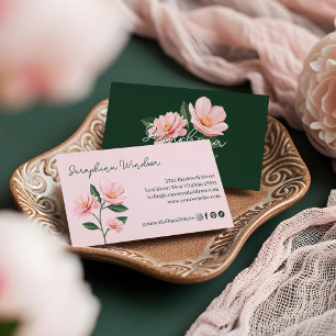 Cartão De Visita Rosa Charme Flora Botânico Menina Feminino