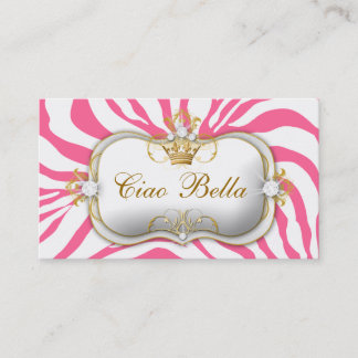 Cartão De Visita rosa cor-de-rosa da zebra de 311-Ciao Bella