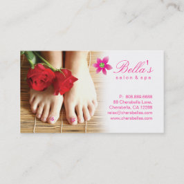 Cartão De Visita Rosa da flor do Pedicure dos termas do salão de