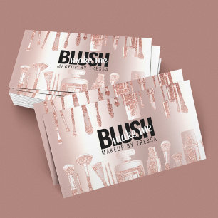 Cartão De Visita Rosa De Artista De Maquiagem + Rosa De Blush Metá