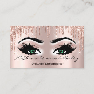 Cartão De Visita Rosa de Dissipadores de Brilho de Olhos Verdes