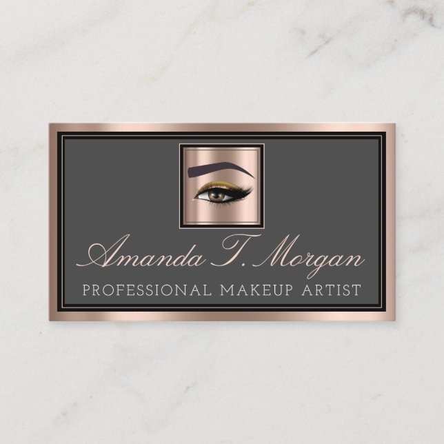 Cartão De Visita Rosa de Elegante de Extensão de Lash de Makeup Pro (Frente)