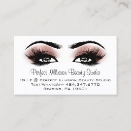 Cartão De Visita Rosa de Lashes de Serviços do Beleza Studio Perfei