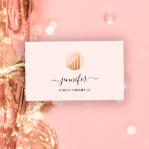 Cartão De Visita Rosa de Moedas Contabilísticas do Financiadora de
