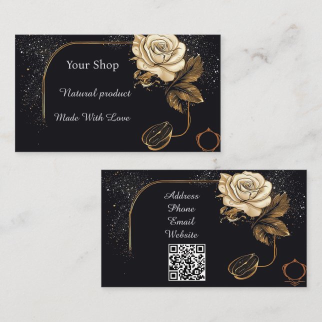 Cartão De Visita Rosa de Ouro (Frente/Verso)