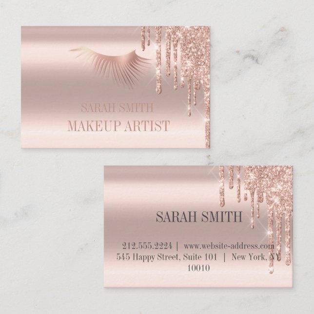 Cartão De Visita Rosa de ouro de unidades Elegantes modernas (Frente/Verso)