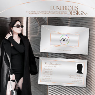 Cartão De Visita Rosa de prata de luxo Dourado decor com logotipo e