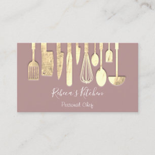 Cartão De Visita Rosa de Restauração de Chef Pessoal do cozinhar